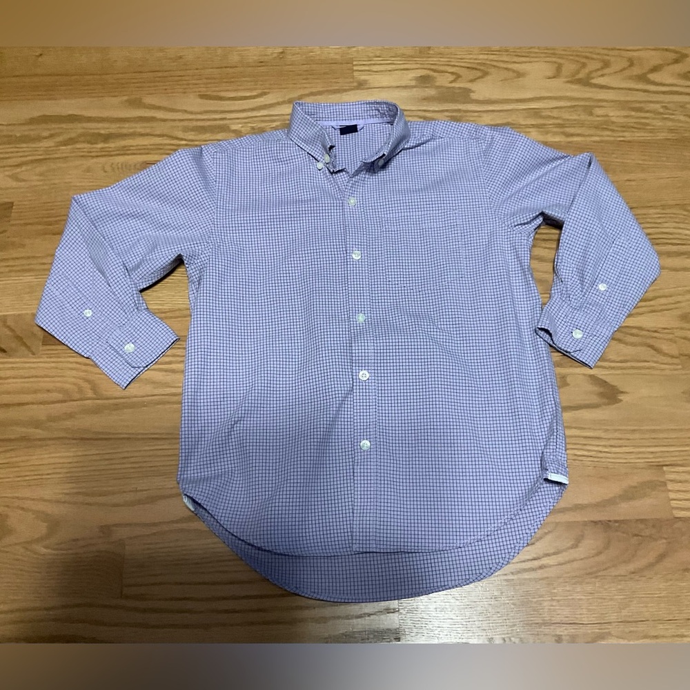 Boy’s Gap Kids Long Sleeve Button Down Purple Striped Shirt. Pocket. Cotton